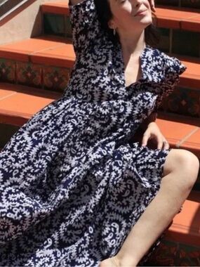 Matta Geometric Pattern Maxi Dress, Blue